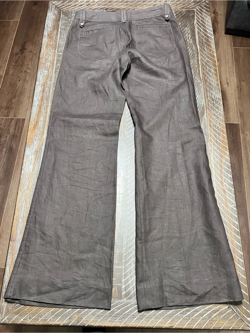 Banana Republic Ladies Dark Brown Retro Style Wide-Leg Linen Pants Size 4